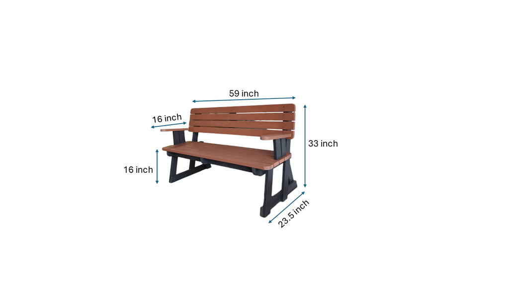 Outdoor Bench with Backrest &Arm rest