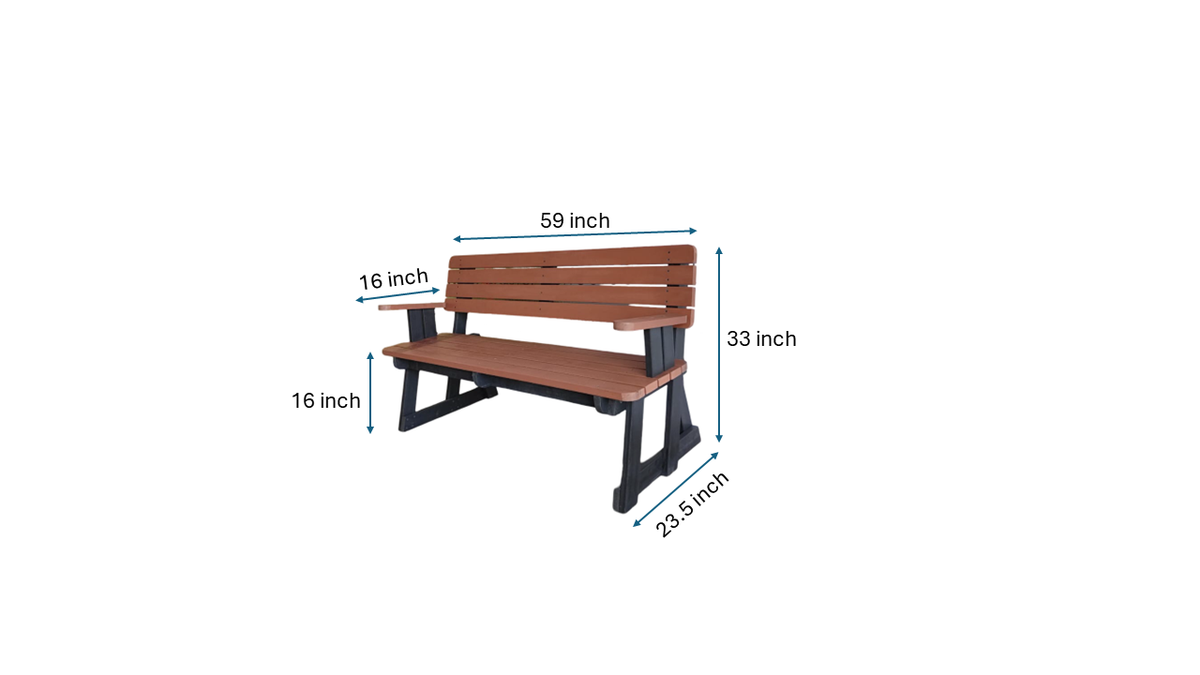Outdoor Bench with Backrest &Arm rest